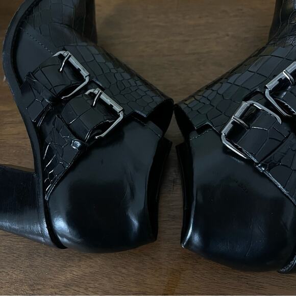 Tibi Black Croc Embossed Buckle Billie Bootie Womens Size 35 / US 5 - Picture 6 of 11